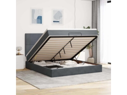 Vidaxl Estrutura Cama Otomana Colchões 160x200 Cm Cinzento Escuro