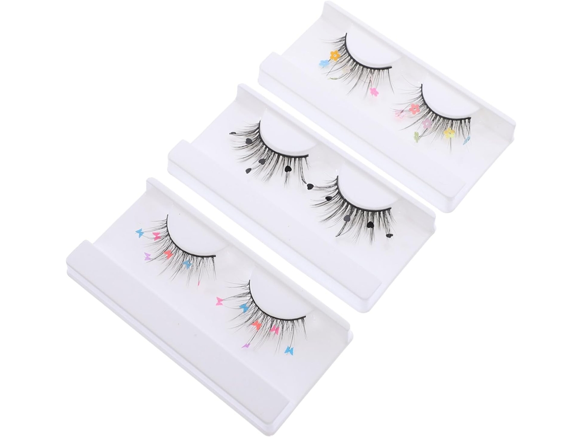 3 Cílios Postiços Com Glitter Em Cores Naturais, Curvados E Reutilizáveis