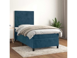 Vidaxl Cama Com Molas/colchão 80x200 Cm Veludo Azul-escuro