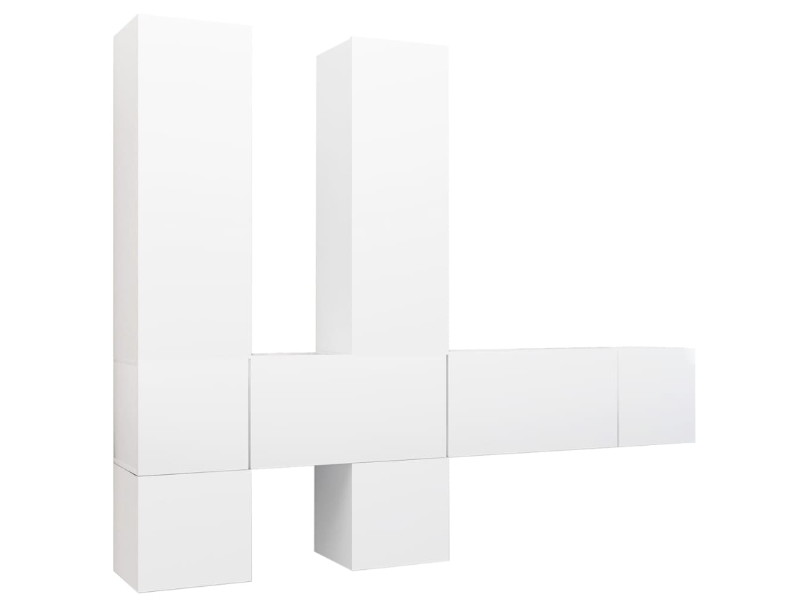 Conjunto 7 de móveis de TV derivados de madeira VIDAXL branco