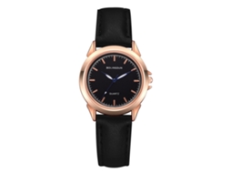 Relógio de negócios masculino e feminino, mostrador redondo, ponteiro azul, quartzo, ouro rosa, preto