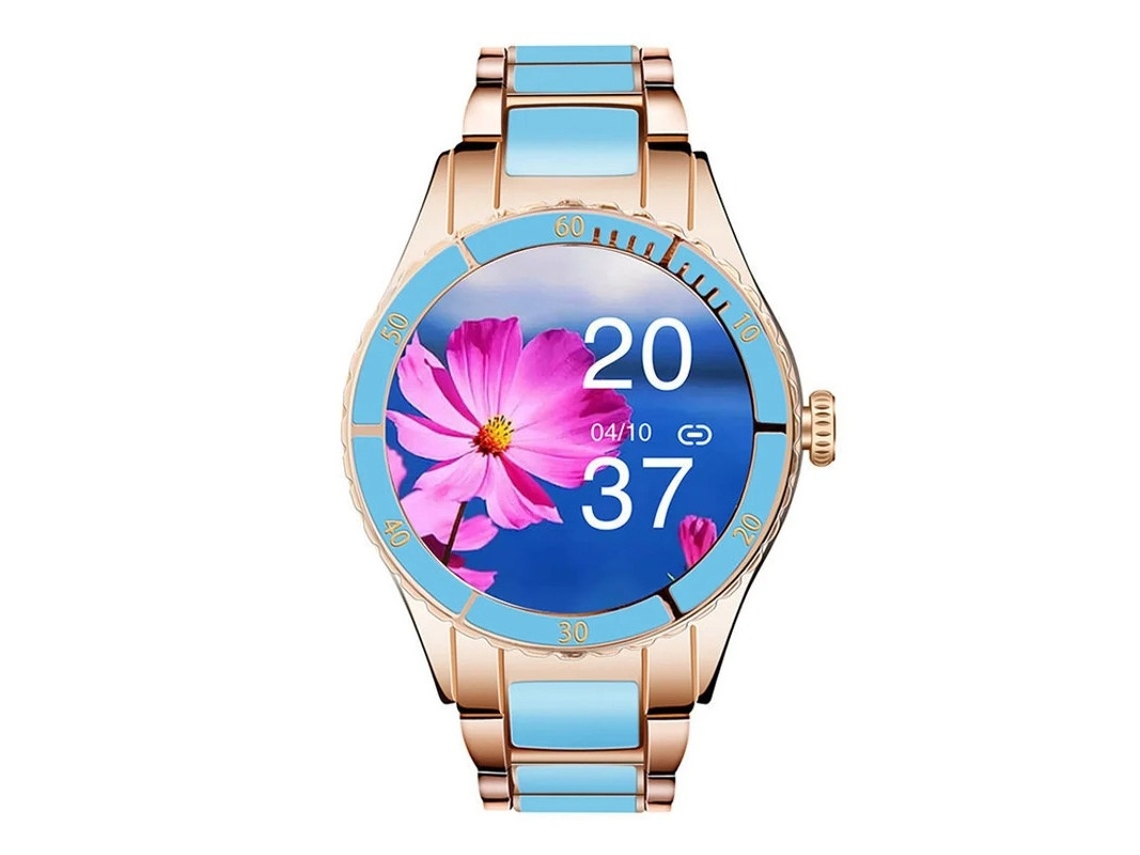 Relógio Inteligente Feminino 200mAh Tws Reprodução de Música Monitoramento de Saúde 24 Horas Android Ios Bestvite (Azul)