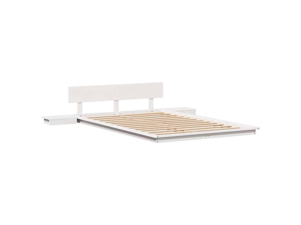 Conjunto 1 Estrutura Da Cama Vidaxl Branco Madeira De Pinho Maciça (120 X 190 Cm)