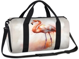 Bolsa Esportiva com Estampa de Flamingo em Aquarela Tecido Poliéste 45x21x5x23cm Aqua Pa Design Du