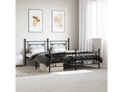 Vidaxl Estrutura de Cama com Cabeceira e Pés 183x213 Cm Metal Preto