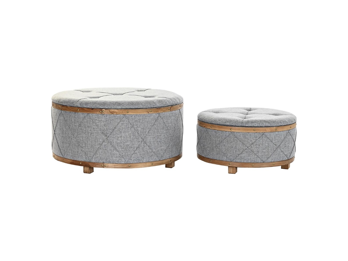 Banco DKD HOME DECOR (Cinzento - Madeira - 80 x 80 x 43 cm)