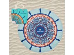 Toalha De Praia Redonda Microfibra Leme Mandala Com Saco