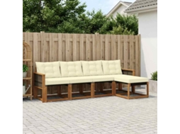 Vidaxl Conjunto De Sofás Para Exterior 5 Unid. Natural E Creme