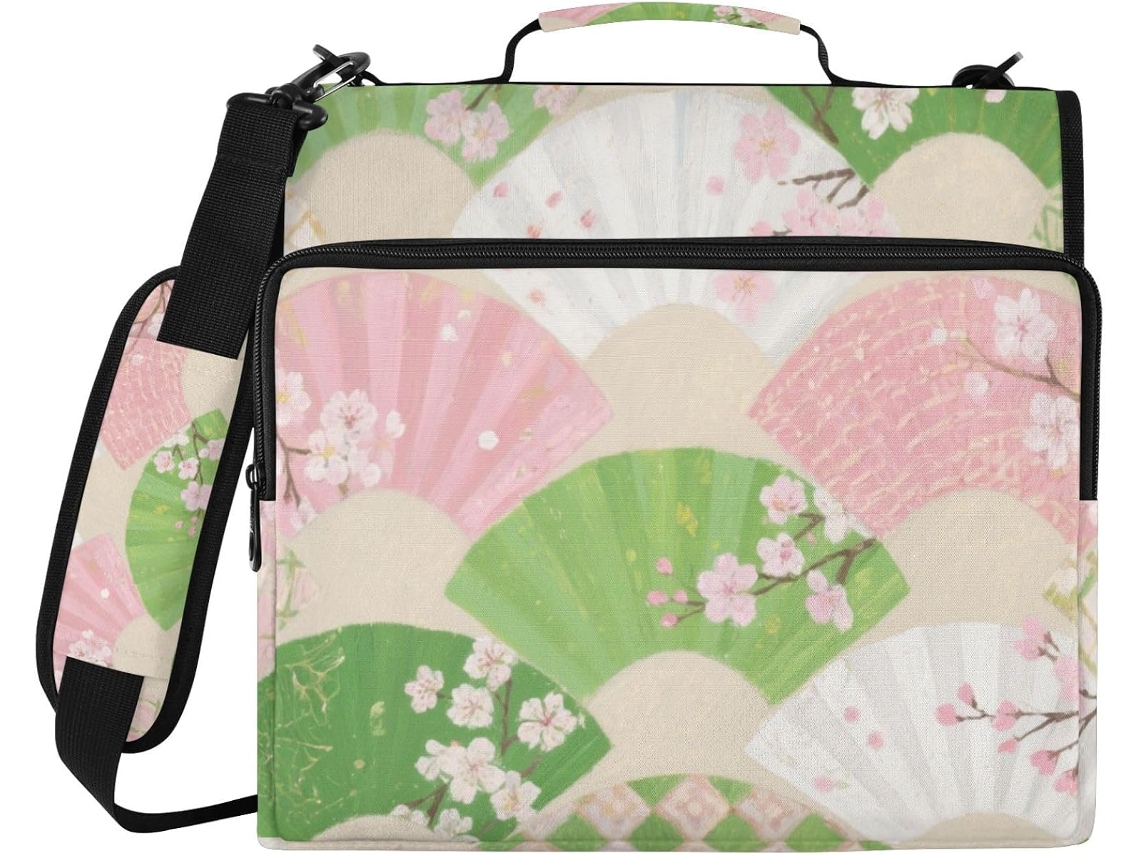 Pasta Japonesa Com 3 Compartimentos, Zíper Escolar, Alça De Ombro E Mão Inclui Bolso Com Zíper Pasta Portátil Adequada