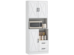 Armário de cozinha rústico com portas, compartimentos abertos, gavetas e prateleiras ajustáveis 70x40x180cm Branco S/MARCA