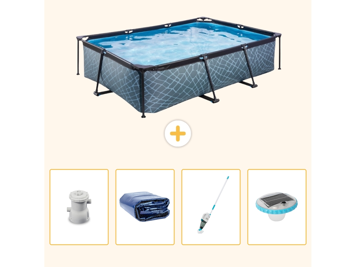 Exit-toys Piscina Exit Retangular - Efeito Pedra - 300x200x65 Cm - 5-peças S204