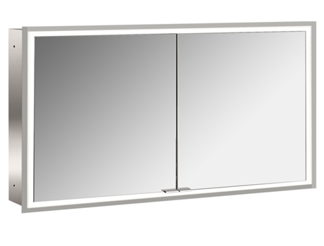 Armário Espelho Iluminado EMCO Prime Facelift 1300 Mm 2 Portas Modelo de Encastrar 9497 Cor: Alumínio/Espelho