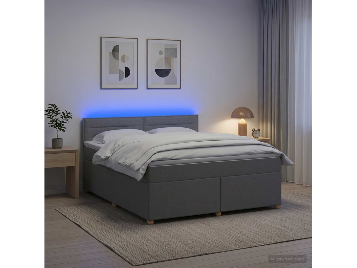 Vidaxl Cama Box Spring Com Colchão Cinzento-claro 140 X 190 Cm Tecido