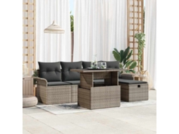 Vidaxl Conjunto De Sofá De Jardim 6 Unid. Cinzeto Vime Pe