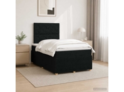 Vidaxl Cama Box Com Led E Colchão Preto 120 X 190 Cm Tecido