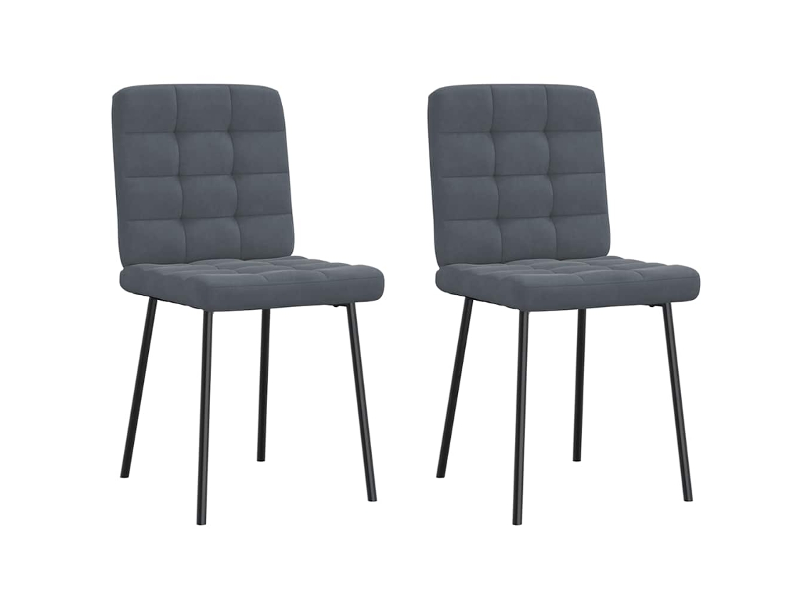 Vidaxl Cadeiras De Jantar 2 Pcs Veludo Cinzento-escuro