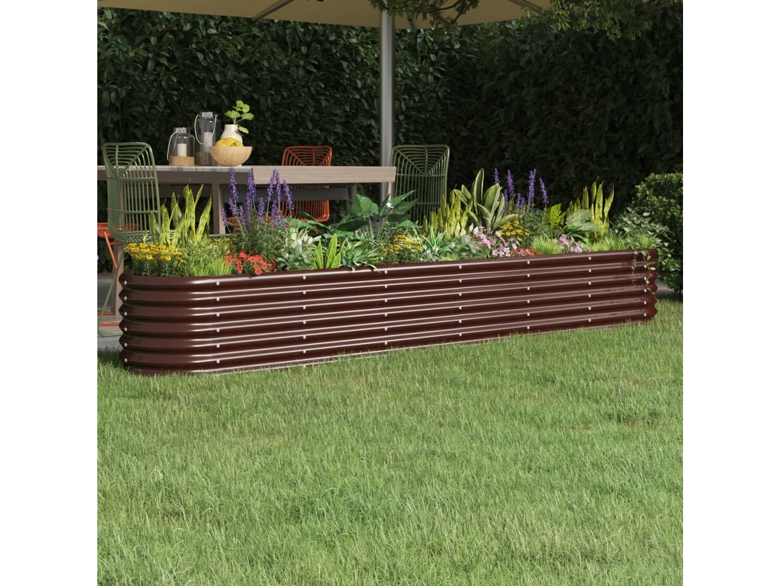 Vidaxl Canteiro Elevado Jardim 260x40x36cm Aço Galvanizado Castanho