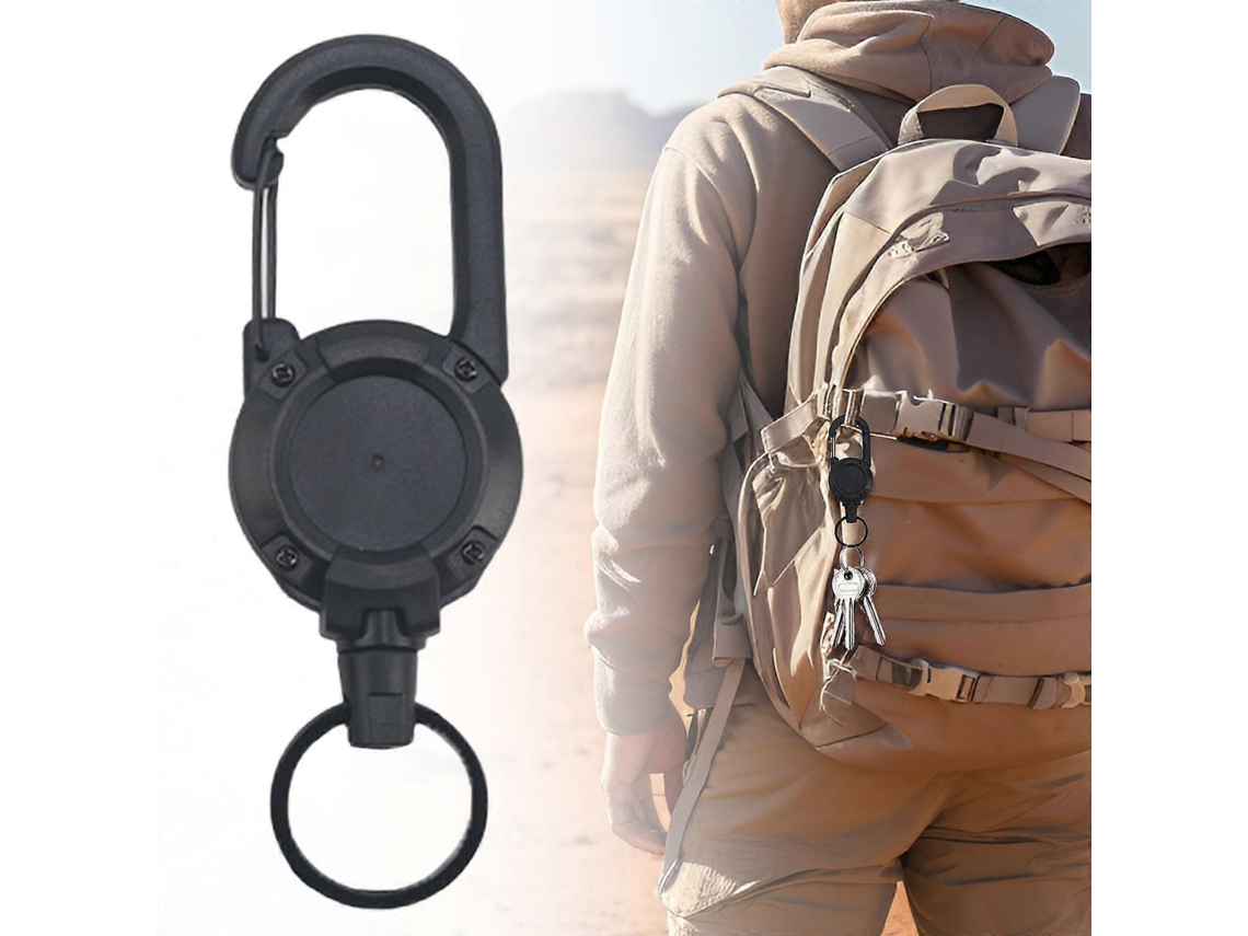 Porta crachá Retrátil Reforçado com Cordão de Aço 60 Cm, Chaveiro e Porta identificação, Clipe Cinto Metal Seguro Compatível GOKOCO
