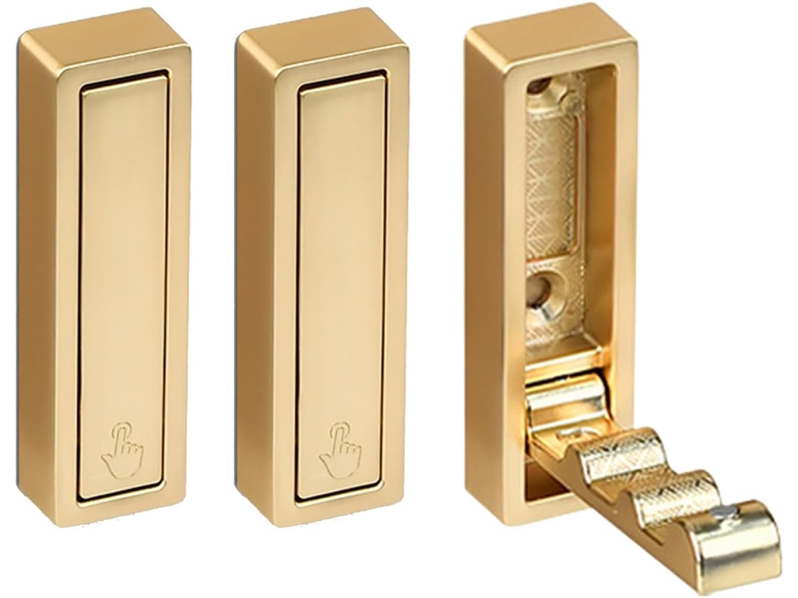 Conjunto De 3 Ganchos Metálicos Modernos Para Banheiro, Design Dobrável, Montagem Compacta Na Parede Com Instalação
