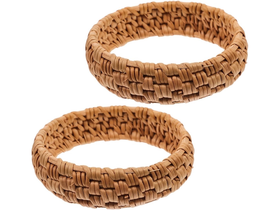 Pulseiras Vintage De Rattan Trançado À Mão, Leves E De Madeira, Para Mulheres, Conjunto De 2, Versáteis E Confortáveis.