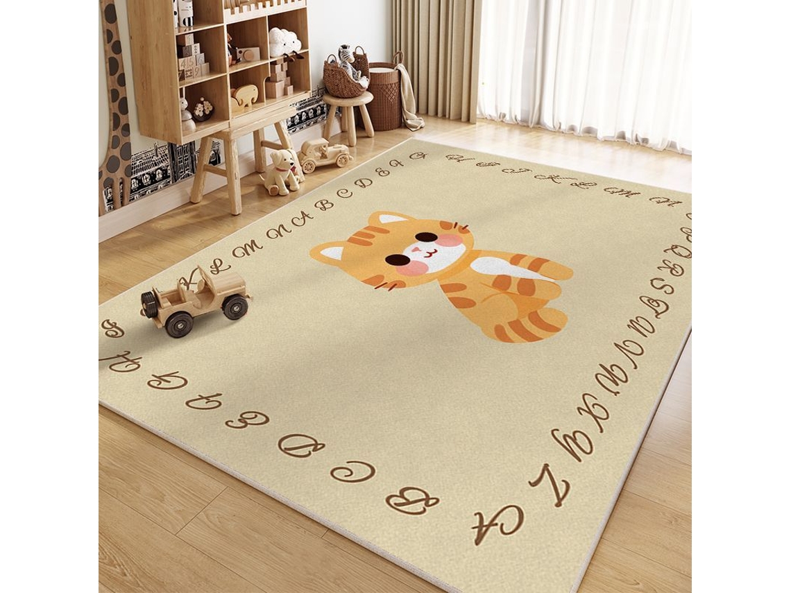 Tapete de Atividades com Alfabeto Animal, Tapete de Engatinhar para Crianças, Tapete Educativo Antiderrapante,gato/60x90cm GERTIZ