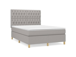 Cama com Molas e Colchão Tecido Cinzento Claro MAISON EXCLUSIVE (140x200 cm)