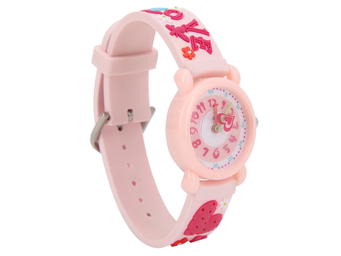 Primerox relógio Infantil Cartoon Pulseira Pvc À Prova D'água Quartz Menino Menina Rosa