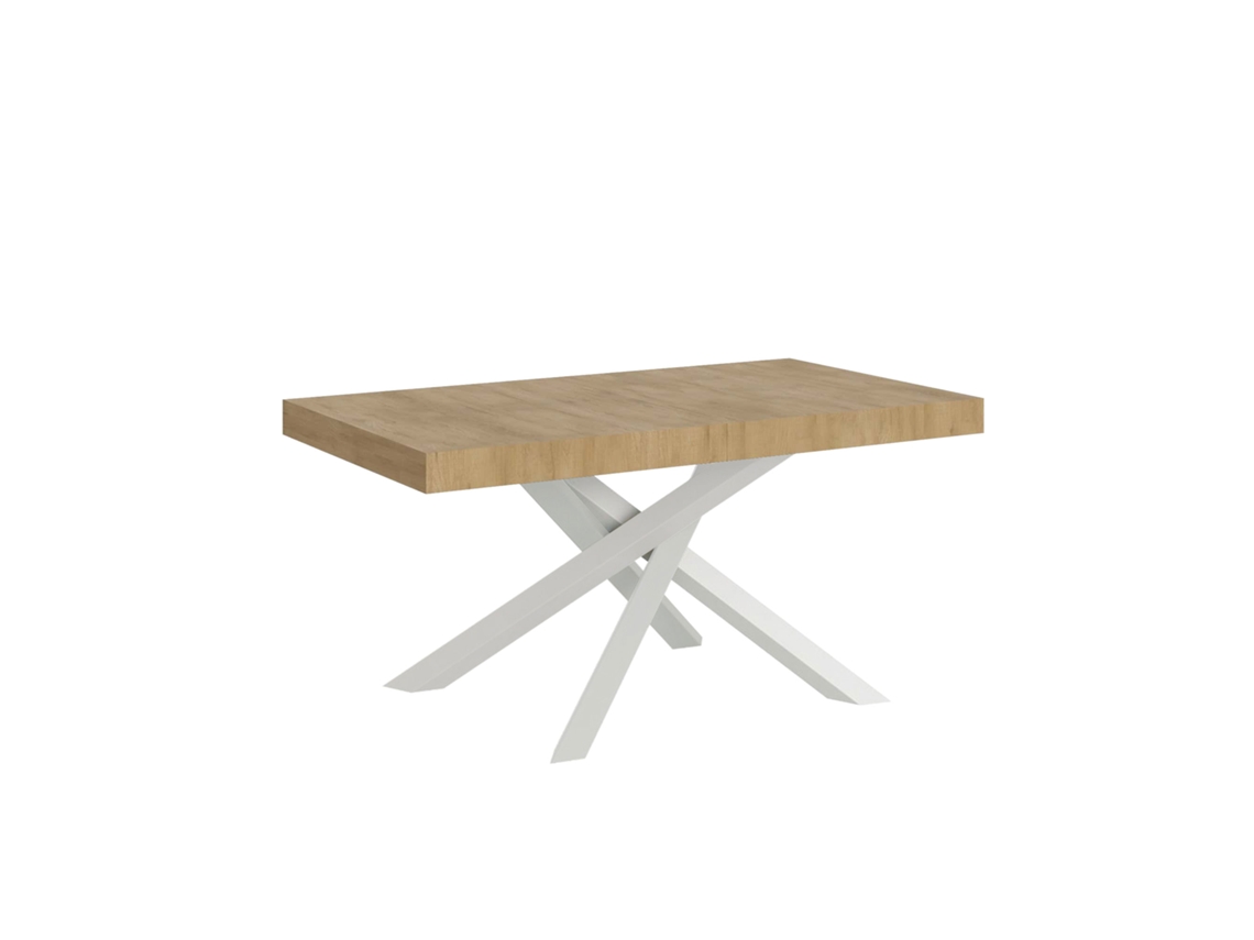 Mesa Extensível Volantis 180/284x90 Cm Carvalho Natural Pernas Brancas Itamoby