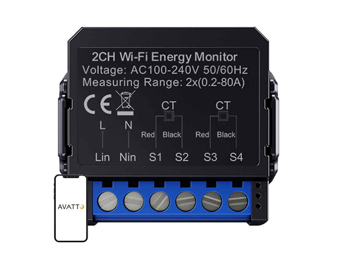 Medidor de Energia AVATTO Wpm16 2 para Casa Inteligente com Controle Remoto Wi fi.