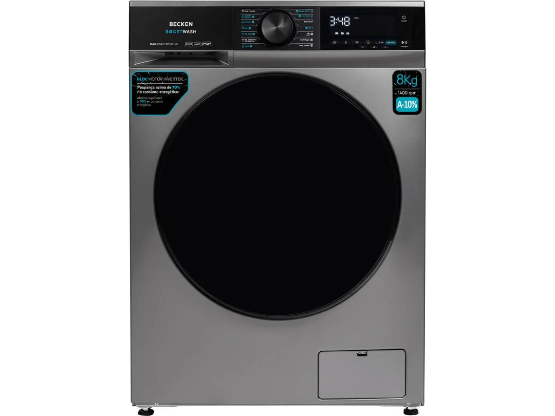 Máquina de Lavar Roupa BECKEN Boostwash BWM8812N (8 kg - 1400 rpm - Inox)