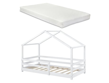 Estrutura de Cama Infantil EN.CASA Colchão Madeira Branco (90 x 200 cm)