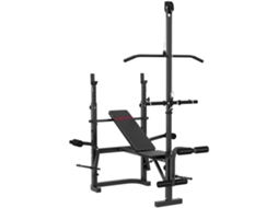 Banco de Musculação Multifuncional (inclinável, Suporte para Barra Ajustável, Extensão de Pernas, Preto, 106x155x202 Cm)