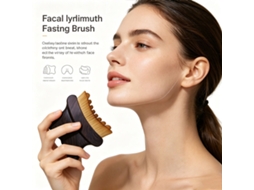 Escova Facial para Contorno Linfático , Ferramenta para Esculpir o Rosto e Reduzir o Inchaço - Escova Seca Ultramacia Marrom SIURN (1 Unidade)