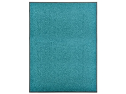 Vidaxl Tapete De Porta Lavável 90x120 Cm Azul Ciano