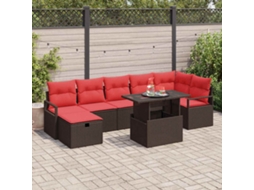 Vidaxl Conjunto De Sofá De Jardim 8 Pcs Castanho Rattan Sintético