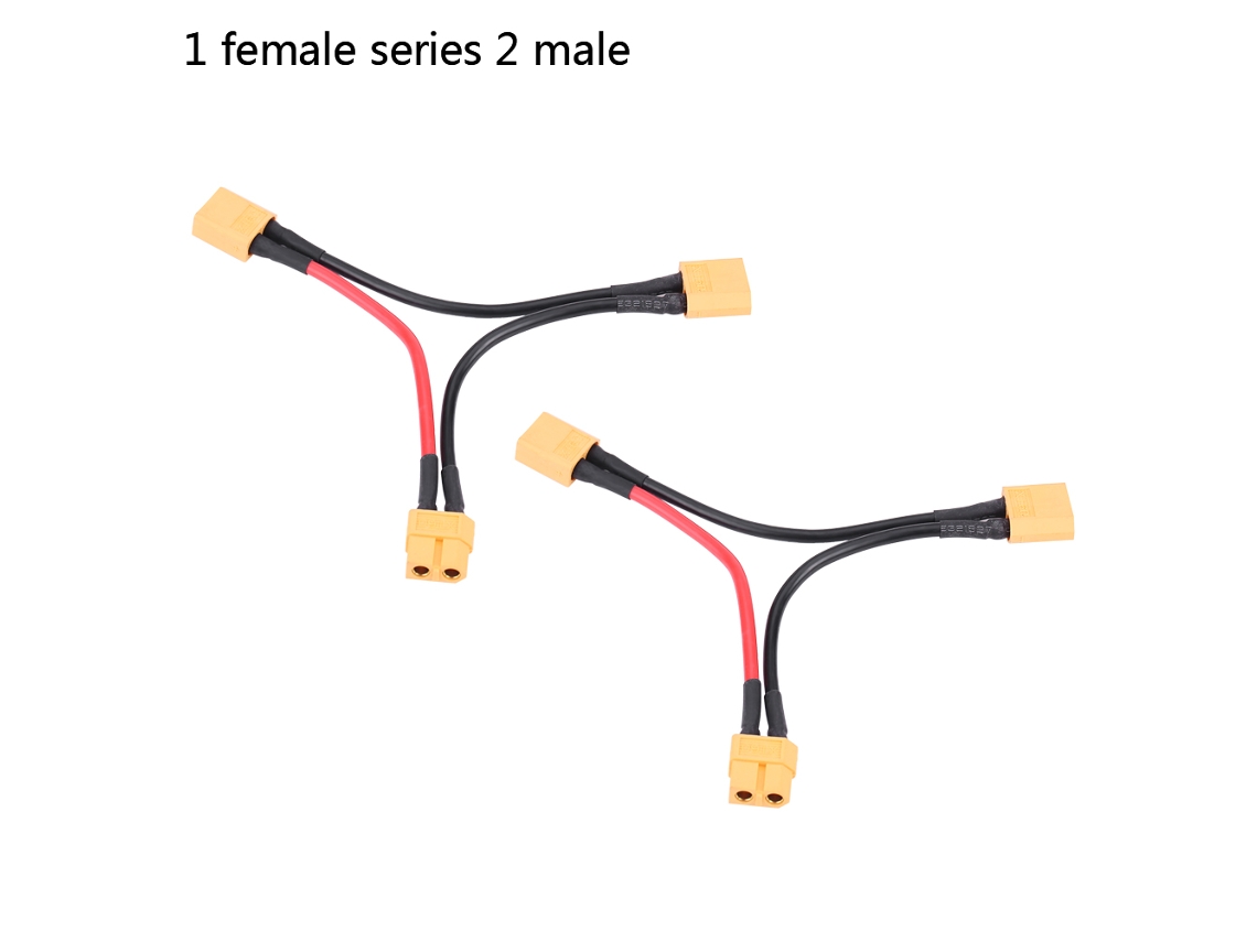 Conector adaptador de cabo XT60 para bateria RC, fêmea para 2 machos | S/MARCA
