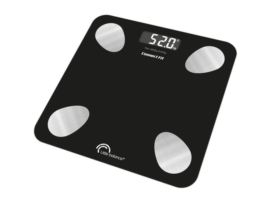 Balança Pessoal, Little Balance, 8685, Kit Connect Fit Duo, Pilhas, Medidor De Impedância+ Corda Pular Conectada, 190 Kg/100 G, Preta