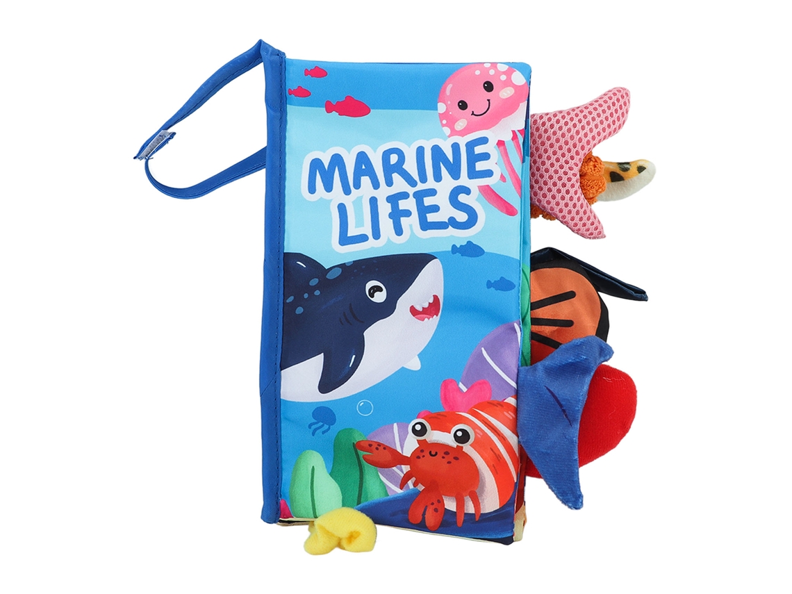 Mali livro de Toca e Sente Caudas de Animais 3d Educativo de Tecido Macio para Bebês Oceano