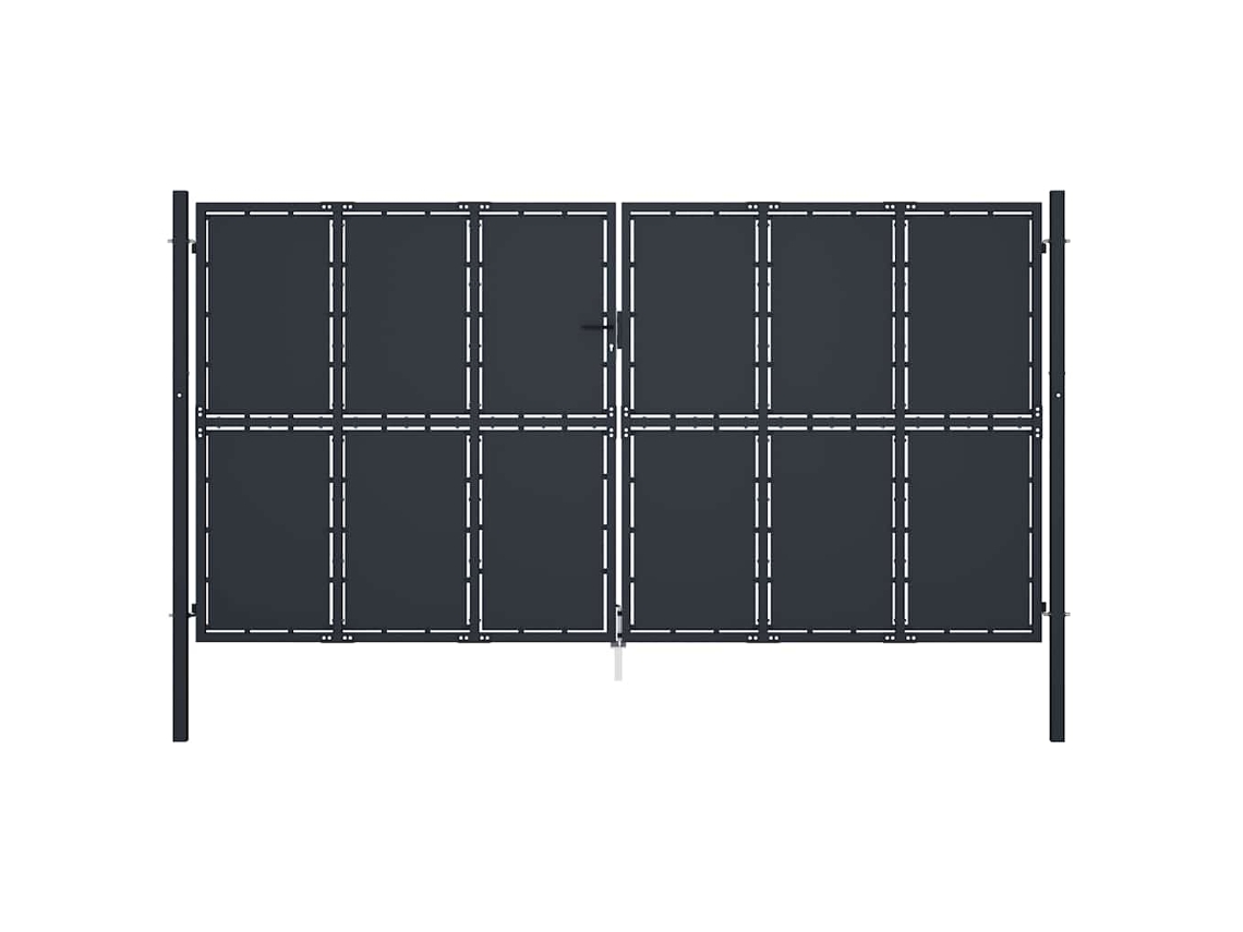 Vidaxl Portão De Jardim Em Aço 400 X 175 Cm Antracite