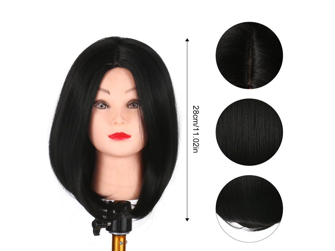 2026 peluca Corta Negra Resistente Al Calor 28cm para Cosplay Y Uso Diario de Mujer