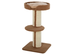 Arranhador Altura 91 Cm De 3 Níveis Com Ninho Plataforma E Poste De Sisal 45x45x91 Marrom Claro