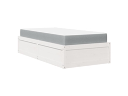 Cama com Colchão Madeira de Pinho Maciça Branco MAISON EXCLUSIVE (90x190 cm)