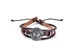 Pulseira De Lã Com Ajuste E Decoração Redonda