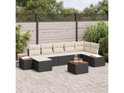 Vidaxl Conjunto De Sofá De Jardim 8 Unid. Preto Rattan Sintético