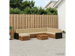 Vidaxl Conjunto De Sofás Para Exterior 9 Unid. Natural E Bege