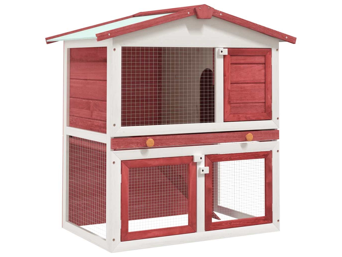 Vidaxl Coelheira De Exterior 3 Portas Madeira Vermelho
