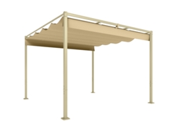 Pérgola de Jardim 3x3m com Teto Retrátil, UPF30+, Cáqui, SINI TECH STORE