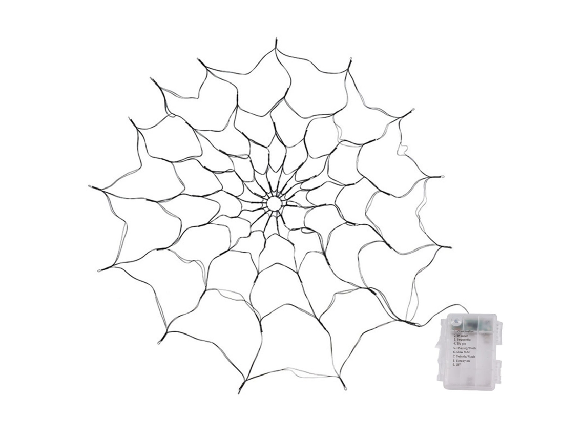 Laxiscreed Teia De Aranha Artificial Com Luz Led 1,2m Para Decoração De Halloween, Cor Laranja