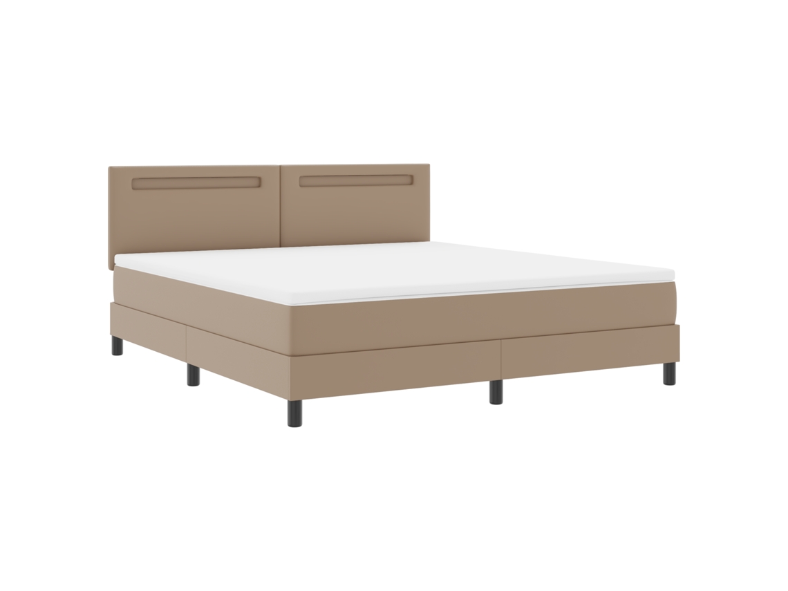 Cama Box Com Colchão Cappuccino, Super King, Couro Sintético Vidaxl Castanho Tecido (180x200 Cm)