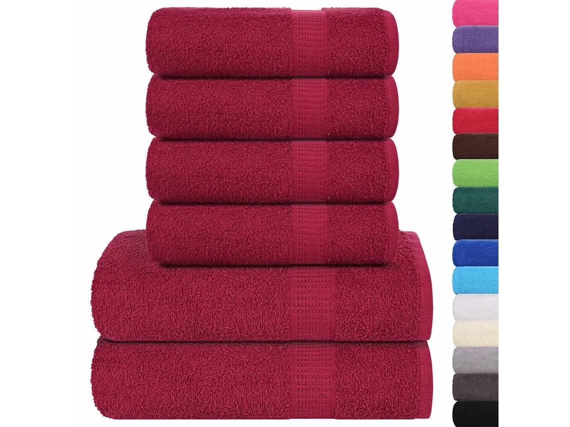 6 Pcs Conjunto de Toalhas Frogn 360 G/m² Bordô HARLANV1